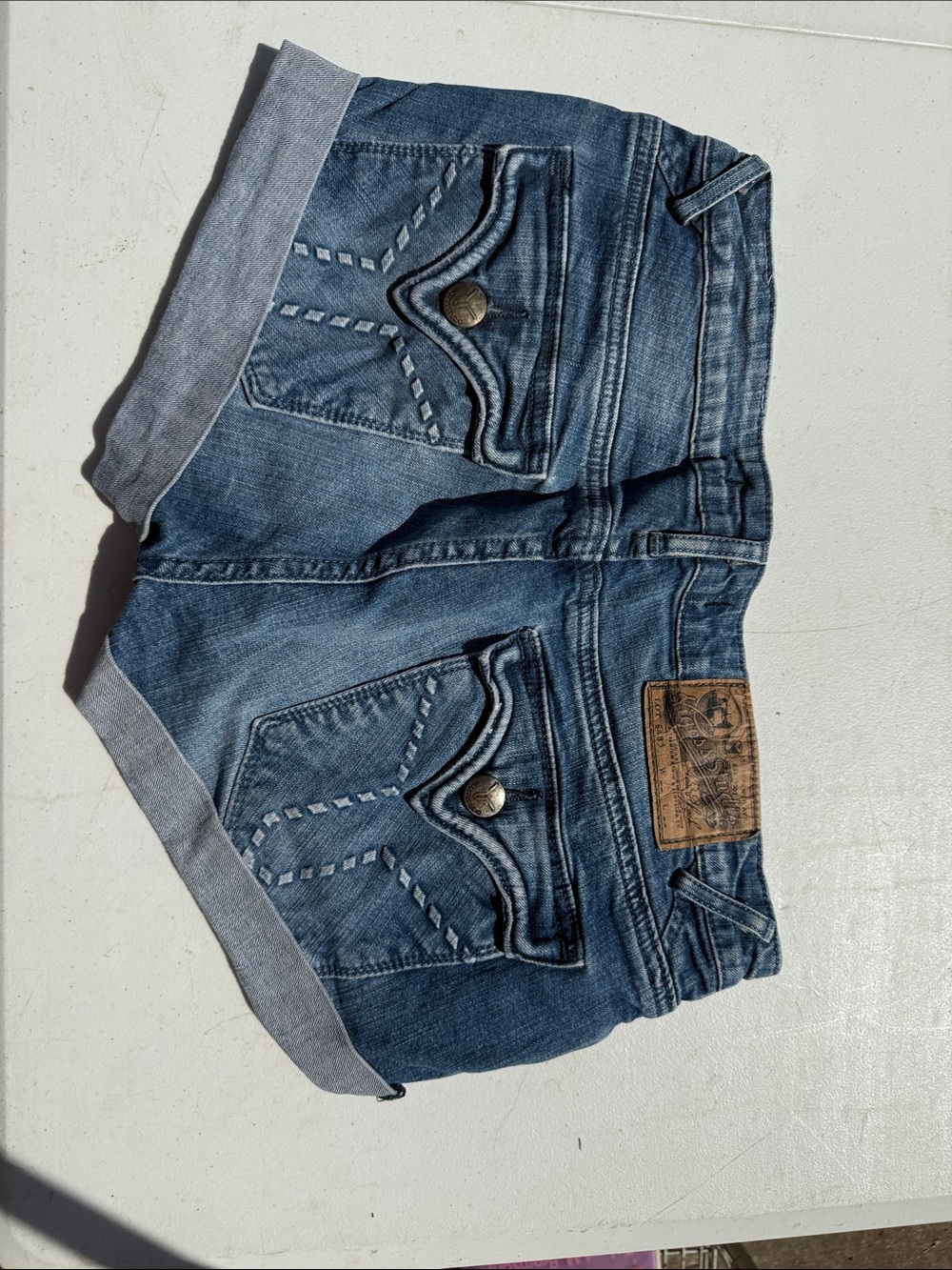 Vigoss Blue Rolled Hem Denim Shorts